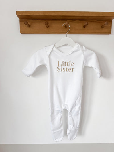 Classic Little Sister Vest/ Sleepsuit - Amber and Noah