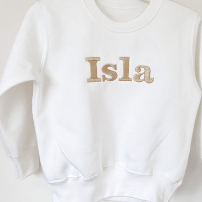 Classic Name Personalised White Sweater - Amber and Noah