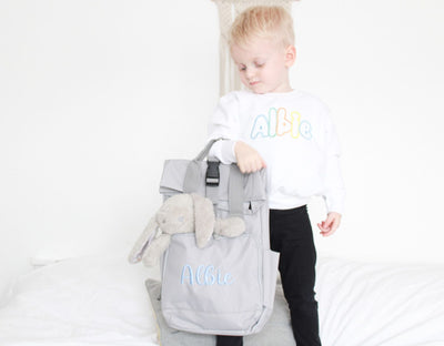 Classic Name Roll Handle Backpack - Amber and Noah