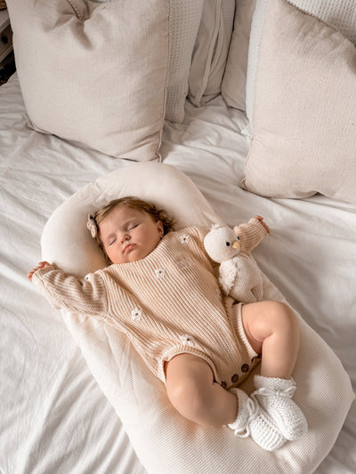 Cream Personalised Floral Knitted Romper - Amber and Noah