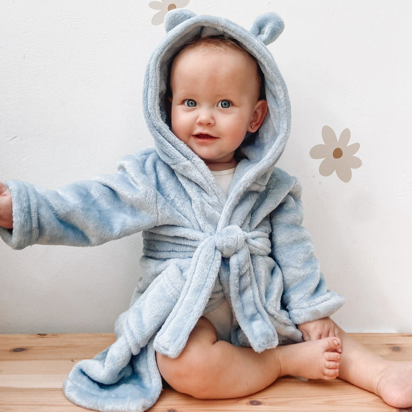 Dusty Blue Personalised Dressing Gown - Amber and Noah
