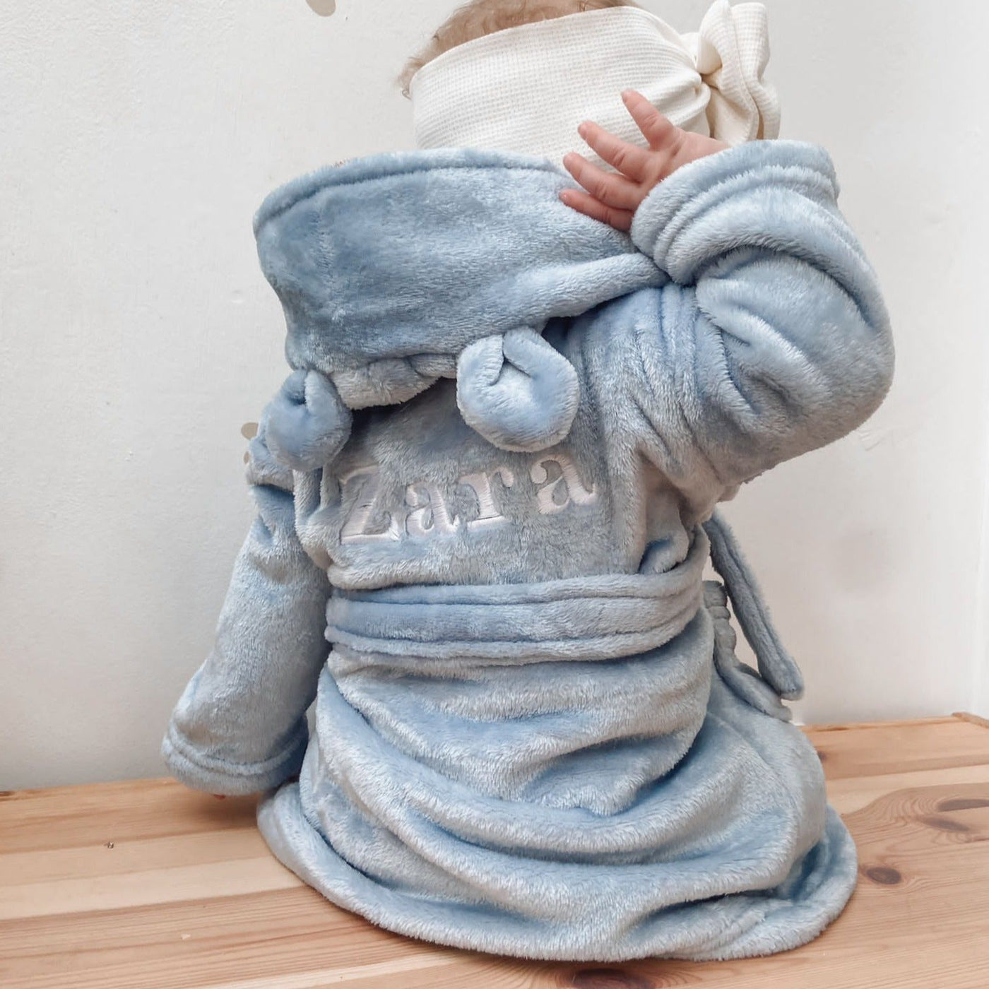 Dusty Blue Personalised Dressing Gown - Amber and Noah