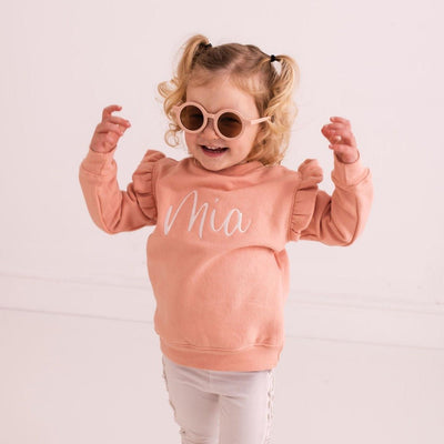 Dusty Pink Embroidered Frill Sweater - Amber and Noah