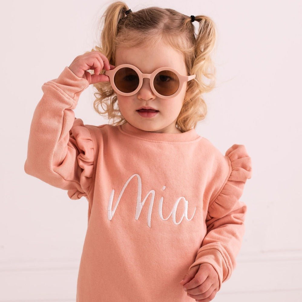 Dusty Pink Embroidered Frill Sweater - Amber and Noah