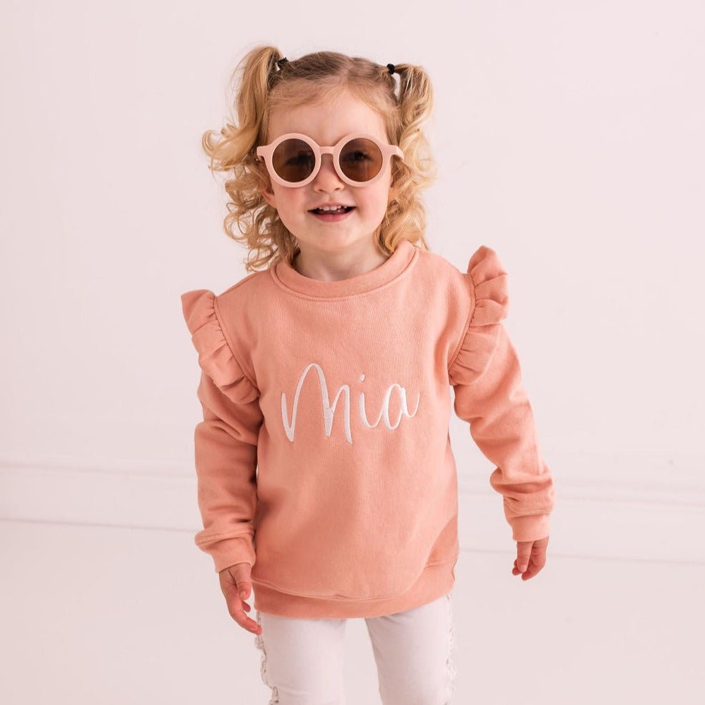 Dusty Pink Embroidered Frill Sweater - Amber and Noah