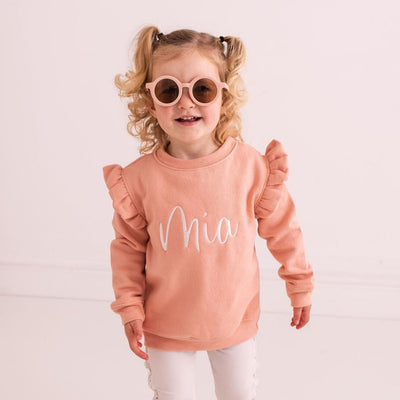 Dusty Pink Embroidered Frill Sweater - Amber and Noah