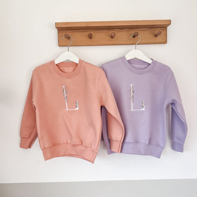 Embroidered Floral Initial Sweater - Amber and Noah