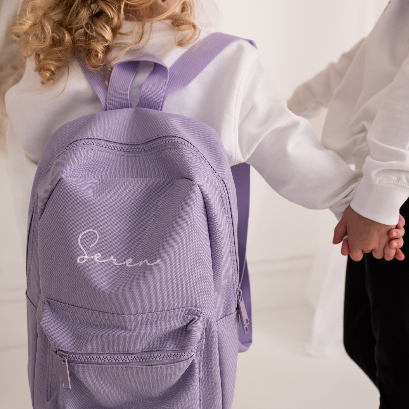 Embroidered Script Personalised Backpack - Amber and Noah