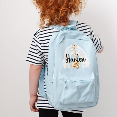 Giraffe Rainbow Personalised Backpack - Amber and Noah