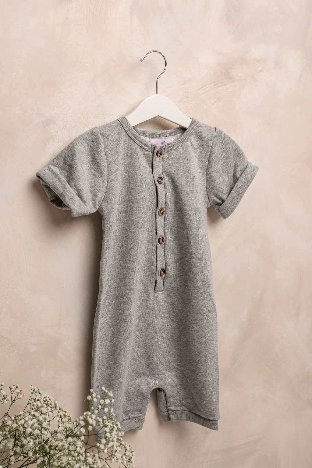 Grey Embroidered Summer Romper - Amber and Noah