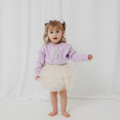 Lilac Embroidered Floral Initial Sweater - Amber and Noah
