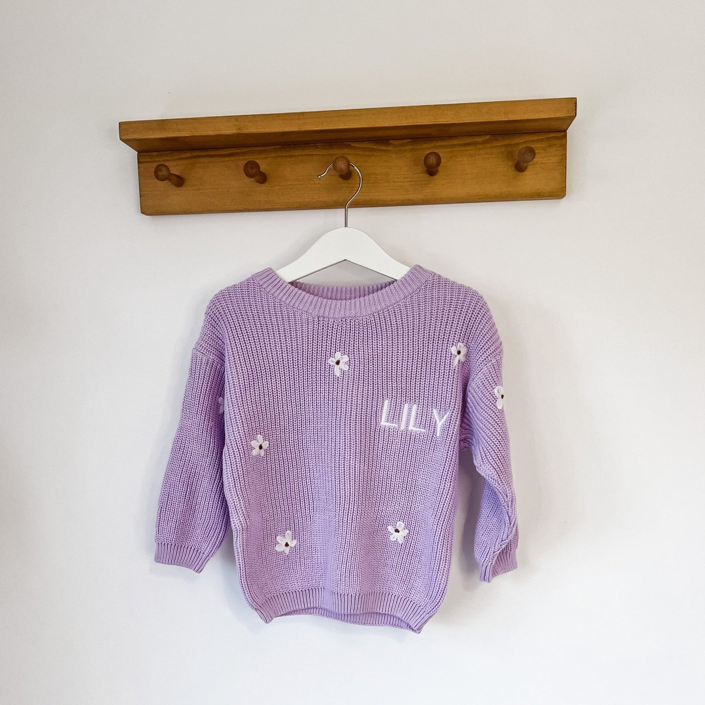 Lilac Personalised Floral Knitted Jumper - Amber and Noah