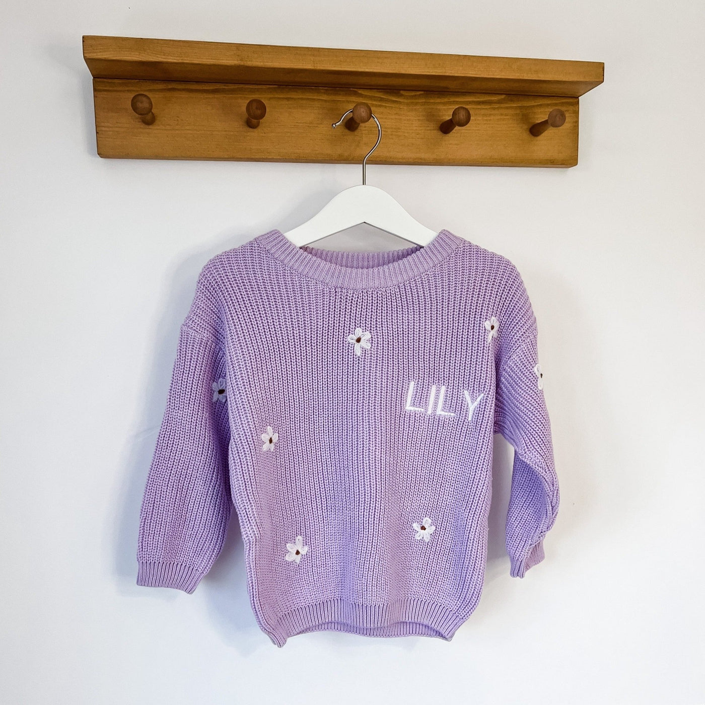 Lilac Personalised Floral Knitted Jumper - Amber and Noah
