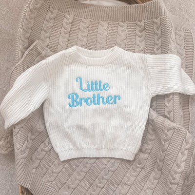 Little Brother Knitted Personalised Jumper - PRE ORDER - Amber and Noah