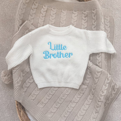 Little Brother Knitted Personalised Jumper - PRE ORDER - Amber and Noah