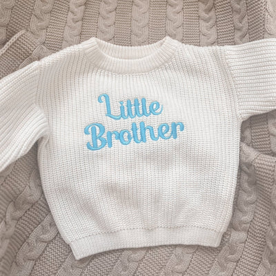 Little Brother Knitted Personalised Jumper - PRE ORDER - Amber and Noah