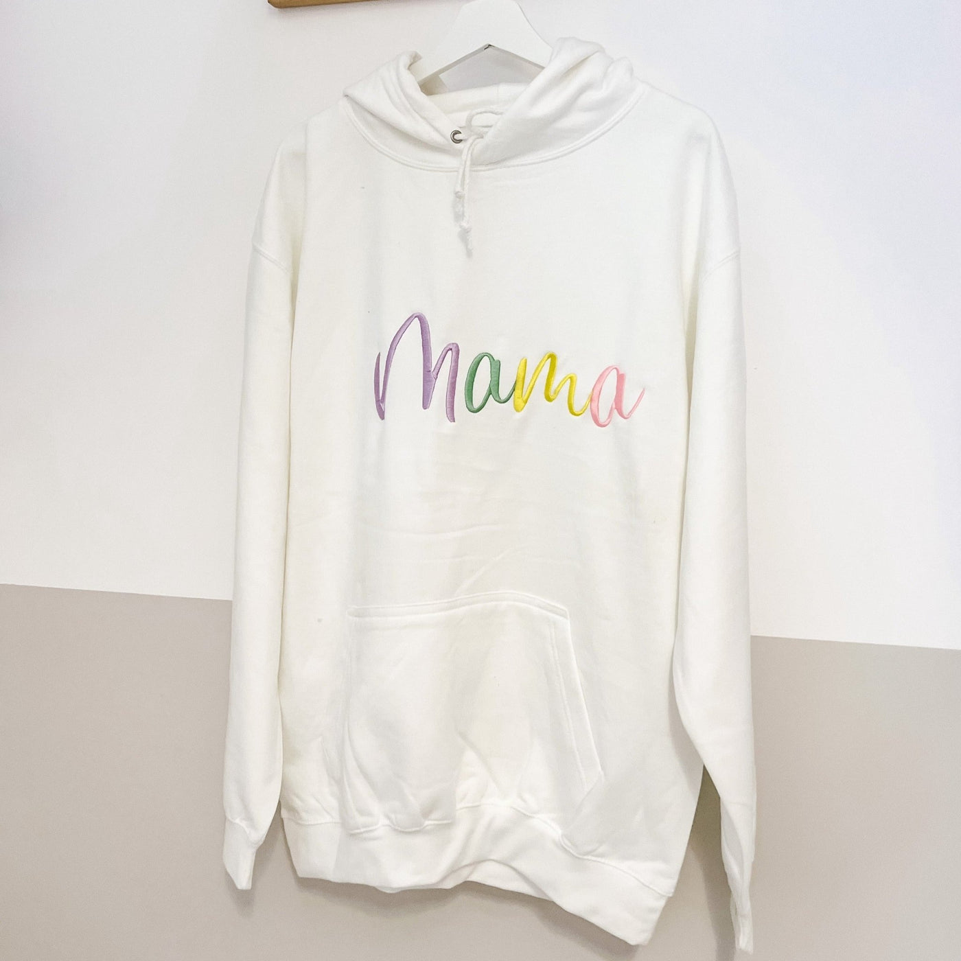 Mama Pastel Embroidered Name Hoodie - Amber and Noah