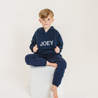 Navy Embroidered Hooded Tracksuit - Amber and Noah