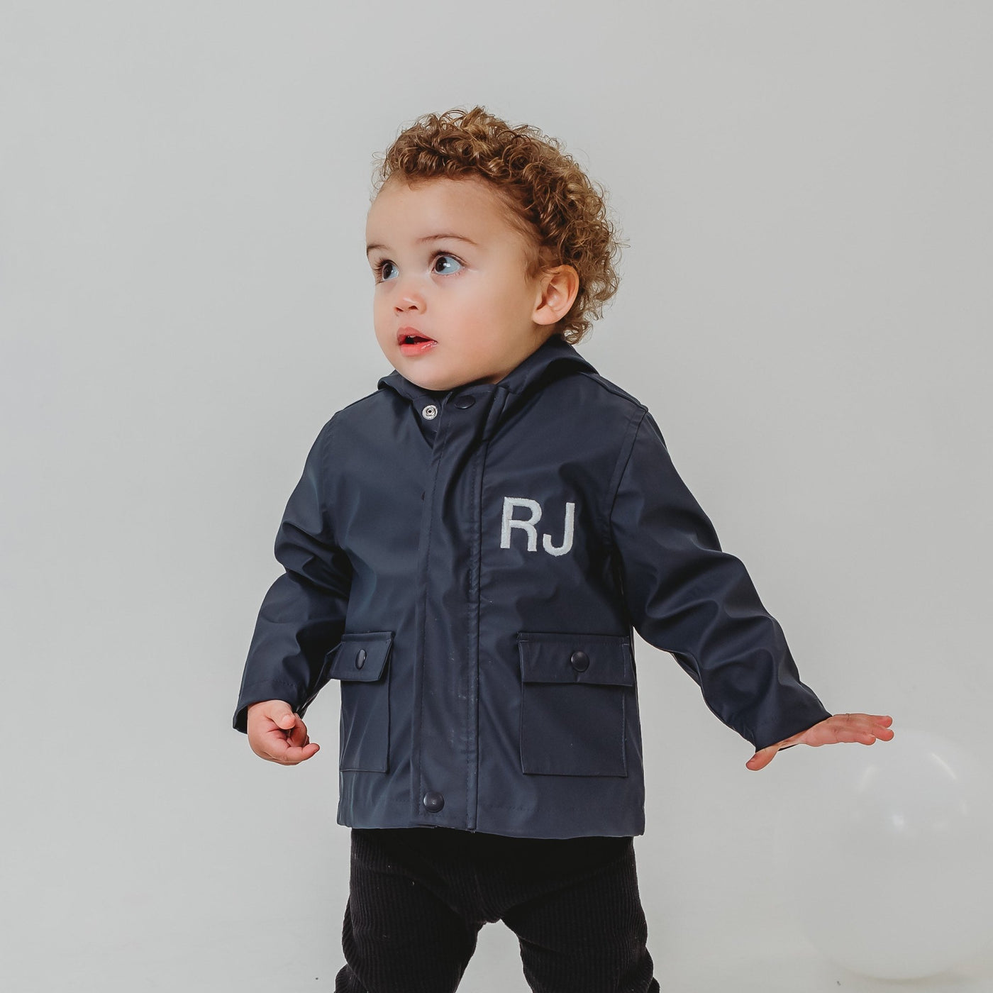 Navy Personalised Rain Coat - Amber and Noah