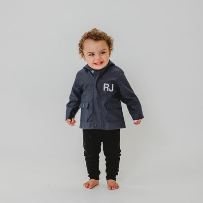 Navy Personalised Rain Coat - Amber and Noah