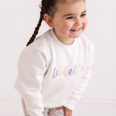 Pastel Script Embroidered Sweater - Amber and Noah