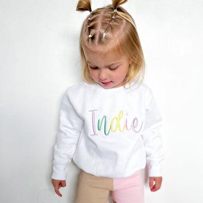 Pastel Script Embroidered Sweater - Amber and Noah