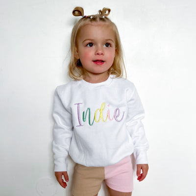 Pastel Script Embroidered Sweater - Amber and Noah