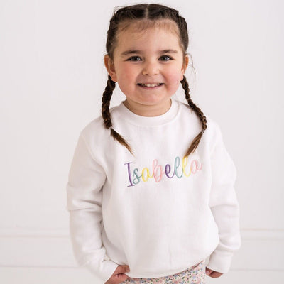 Pastel Script Embroidered Sweater - Amber and Noah