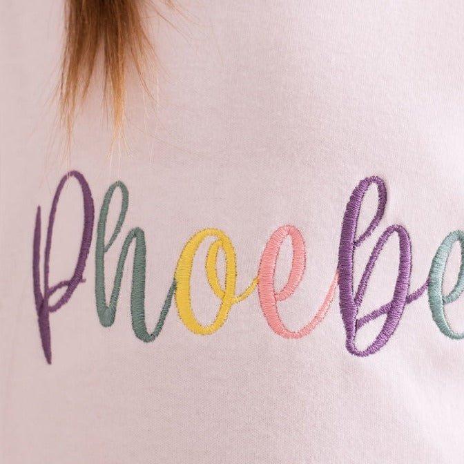 Pastel Script Embroidered Tshirt - Amber and Noah