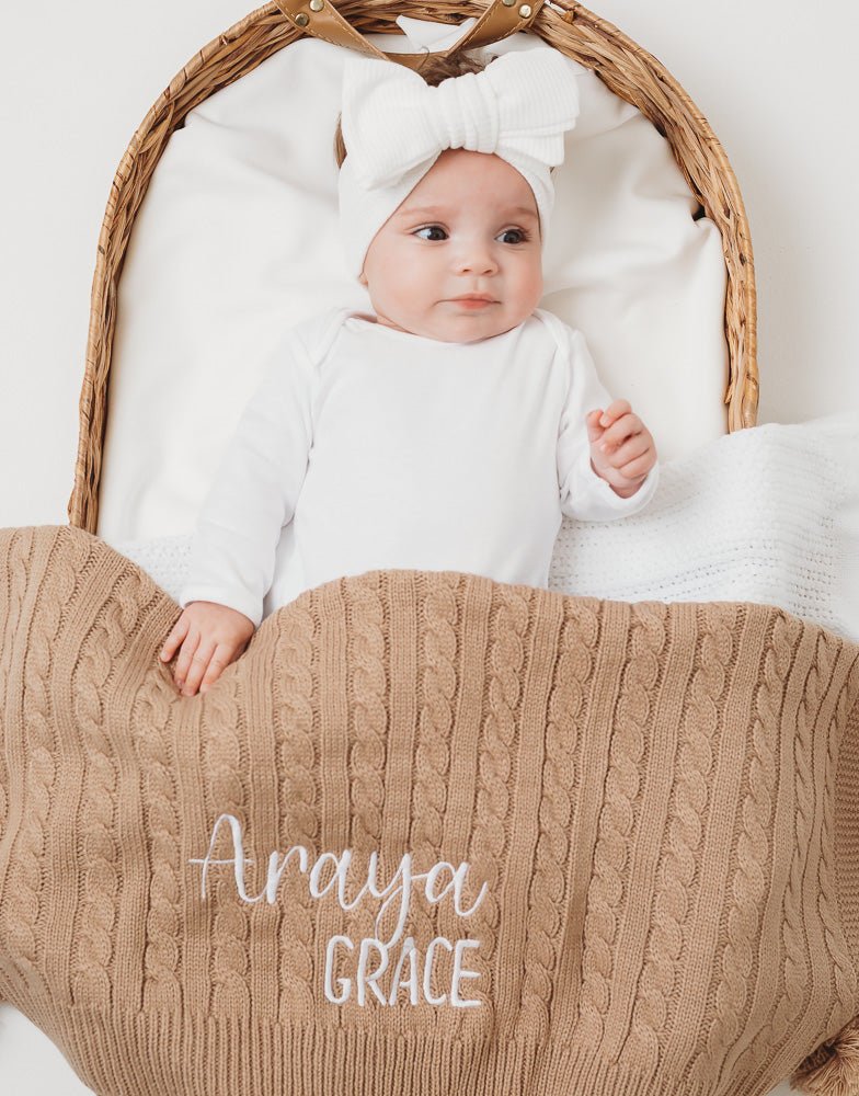 Personalised Chunky Knit Blanket - Amber and Noah