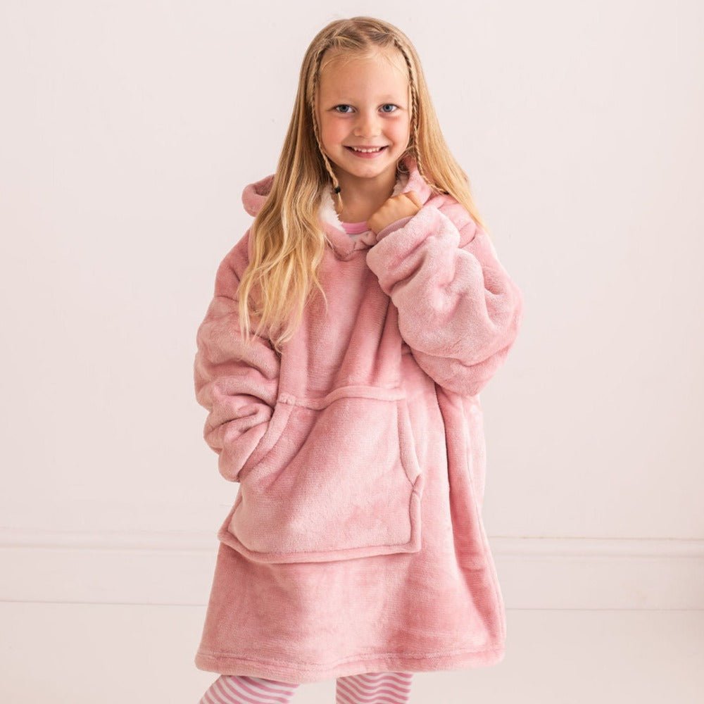 Personalised Dusty Pink Oversized Hooded Blanket - Amber and Noah