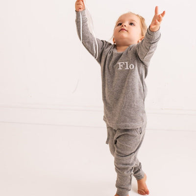 Personalised Grey Cotton Loungeset - Amber and Noah
