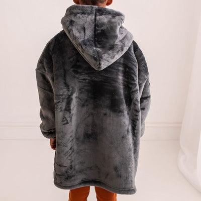 Personalised Grey Oversized Hooded Blanket - Amber and Noah