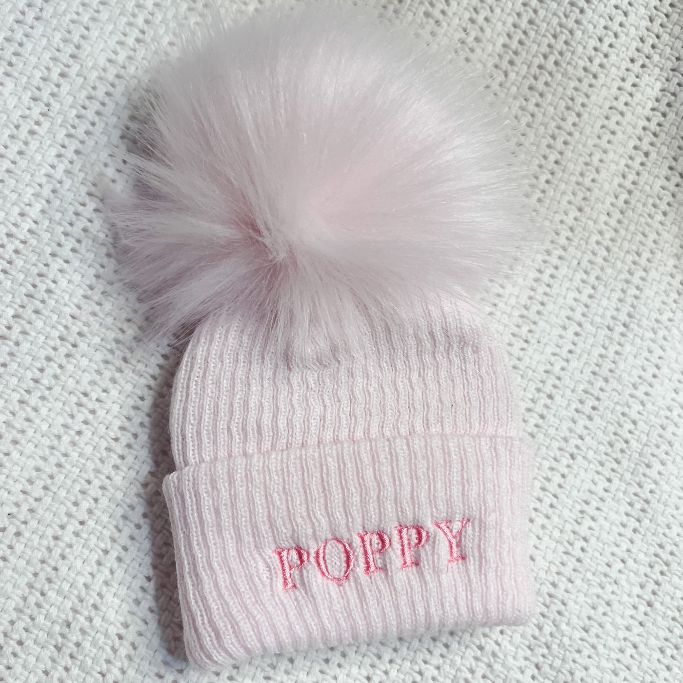 Personalised Single Pom Hat - Amber and Noah