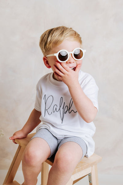 Personalised Tshirt and Grey Cycling Short Set - Amber and Noah