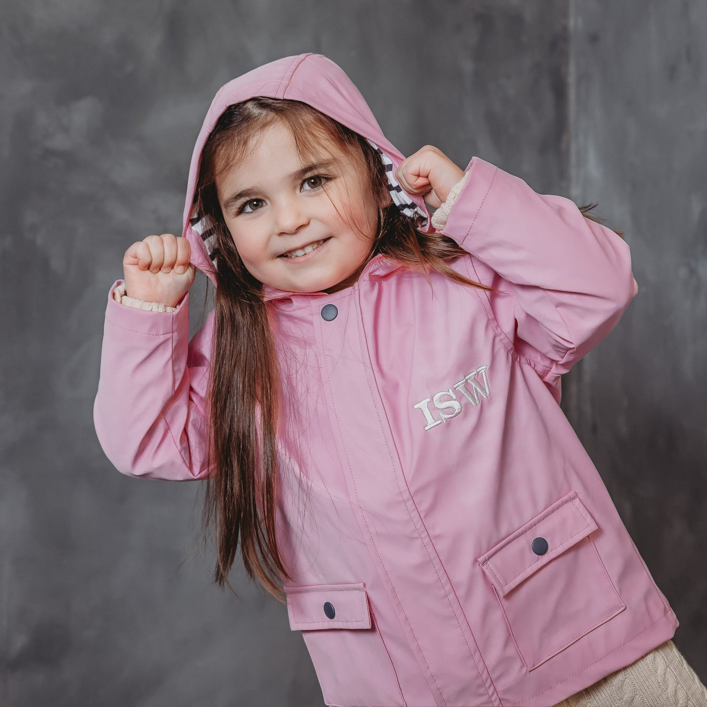 Pink Personalised Rain Coat - Amber and Noah