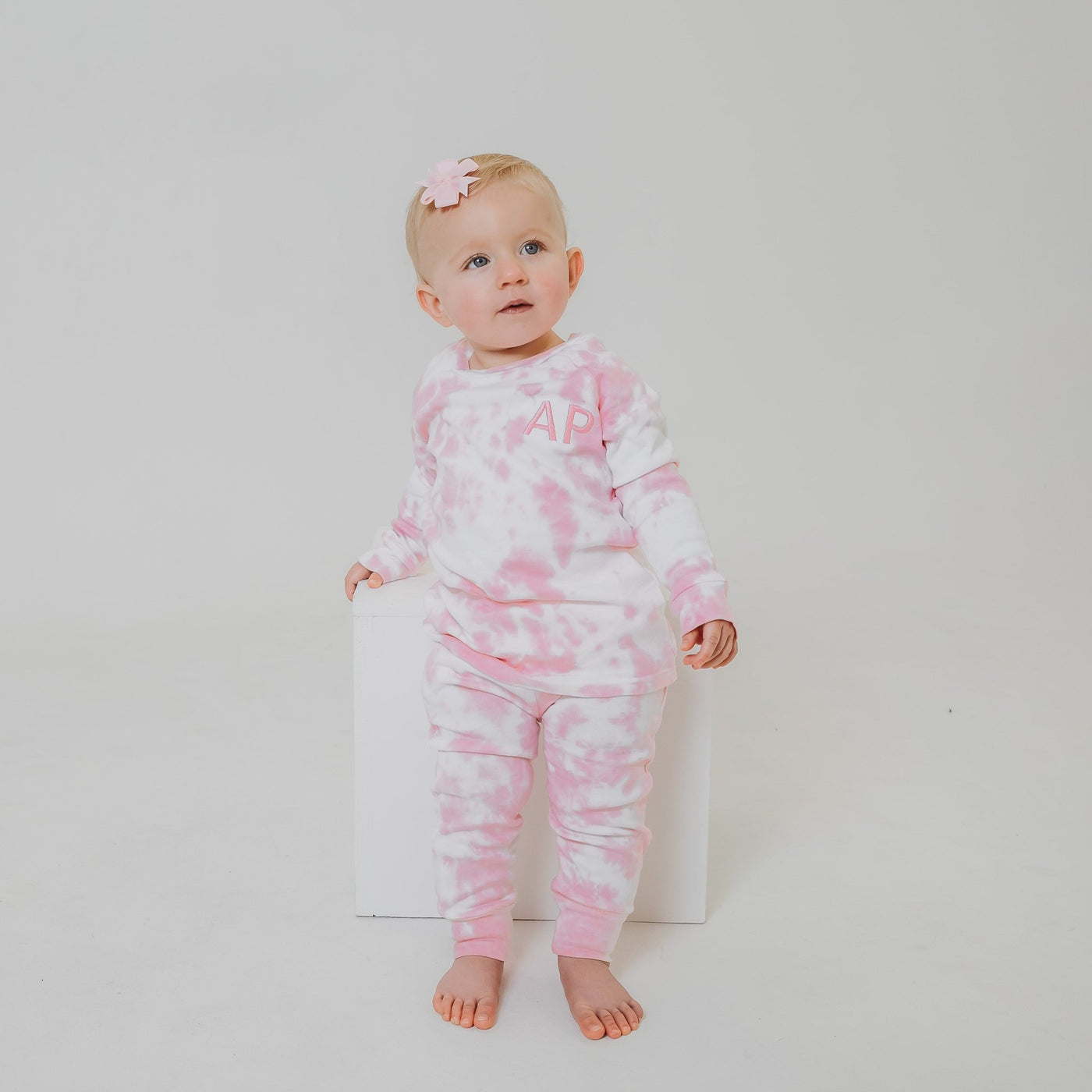 Pink Tie Dye Personalised Cotton Loungeset - Amber and Noah