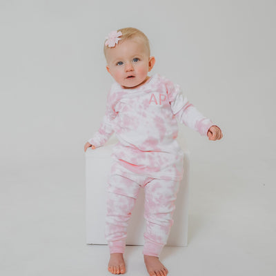Pink Tie Dye Personalised Cotton Loungeset - Amber and Noah