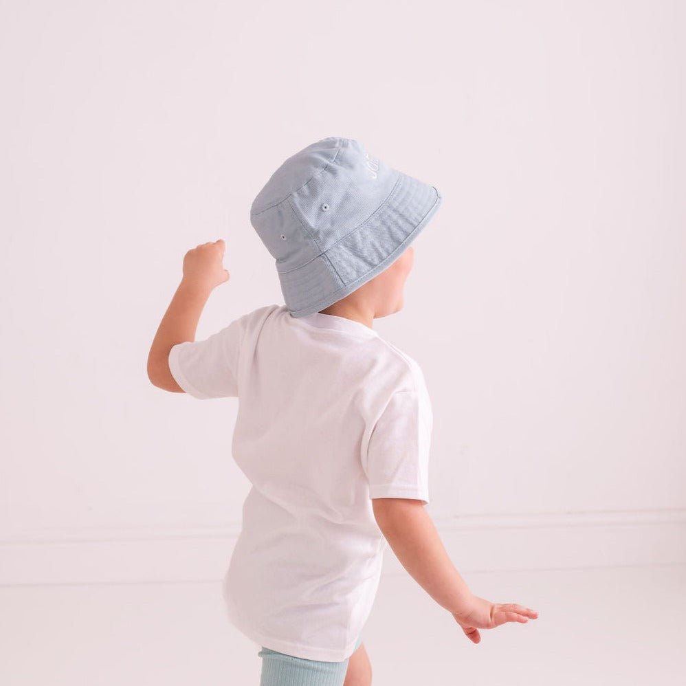 Powder Blue Personalised Bucket Hat - Amber and Noah