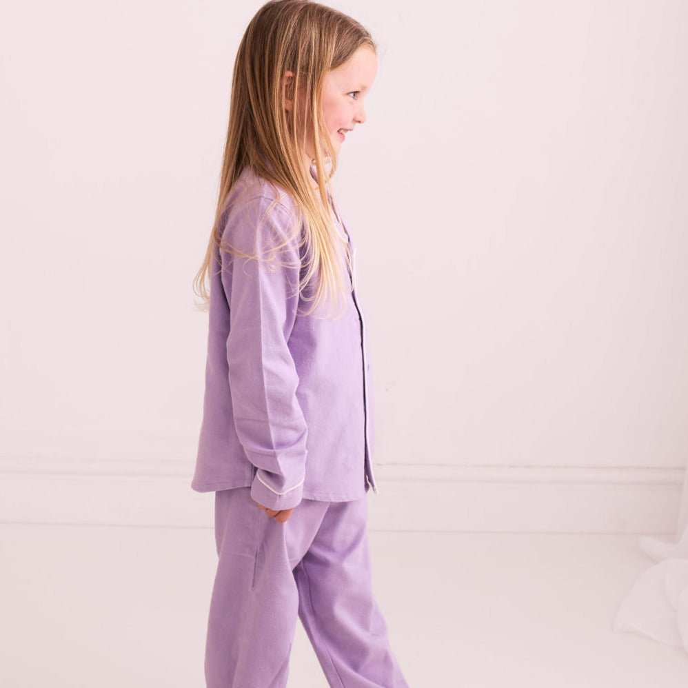 Purple Embroidered Classic Pyjamas - Amber and Noah