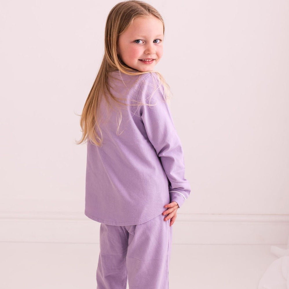 Purple Embroidered Classic Pyjamas - Amber and Noah