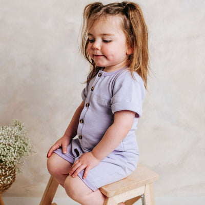 Purple Embroidered Summer Romper - Amber and Noah