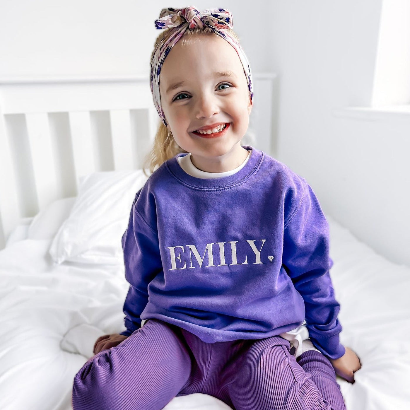 Purple Personalised Heart Sweater - Amber and Noah