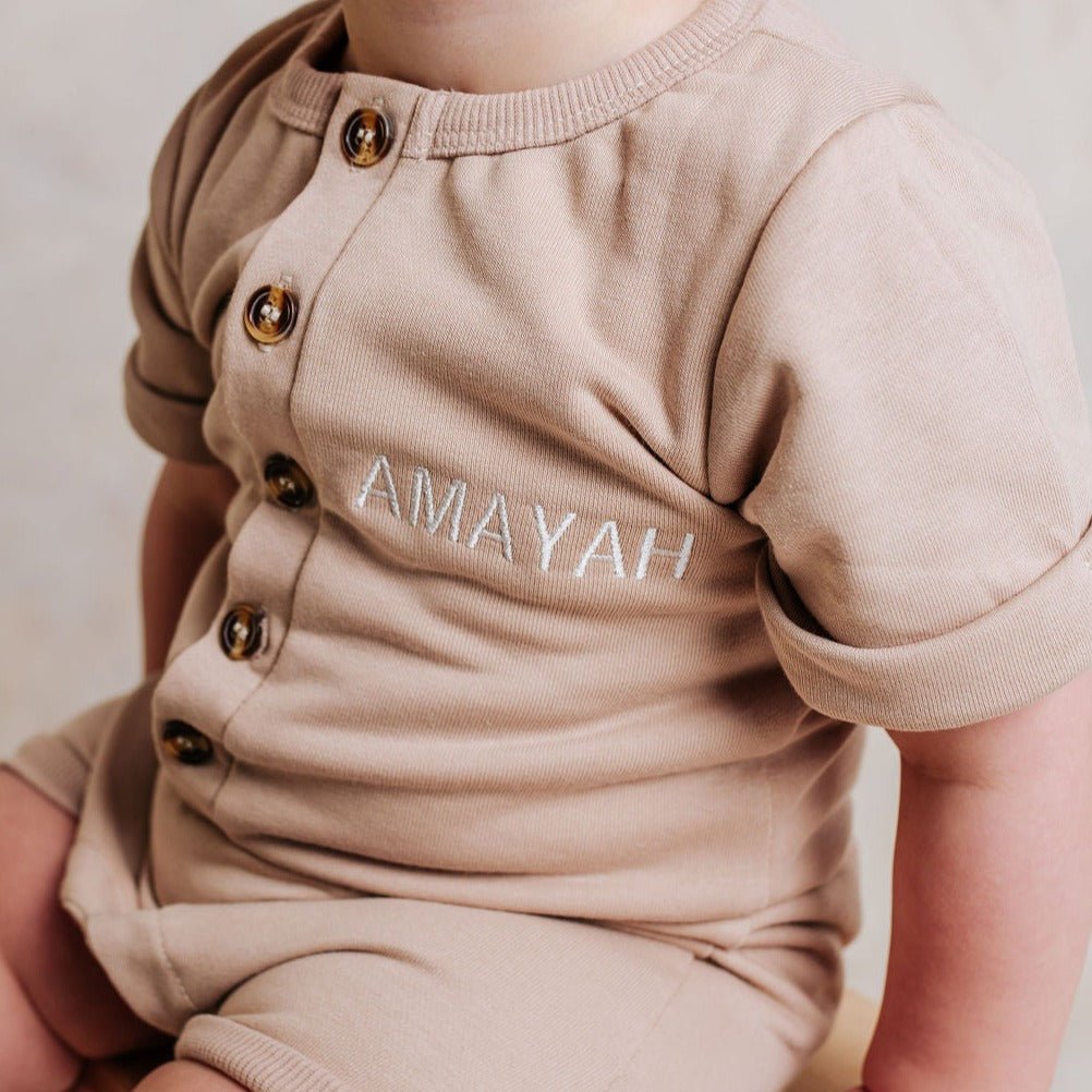 Sand Embroidered Summer Romper - Amber and Noah