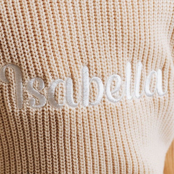 Sand Knitted Personalised Jumper - PRE ORDER - Amber and Noah