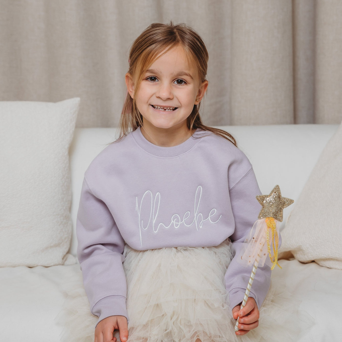 Script Name Embroidered Pastel Sweater - Amber and Noah