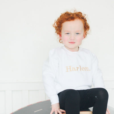 Simple Name Embroidered Sweater - Amber and Noah