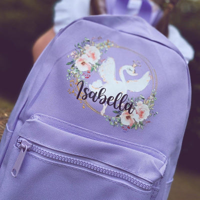 Swan Wreath Personalised Backpack - Amber and Noah