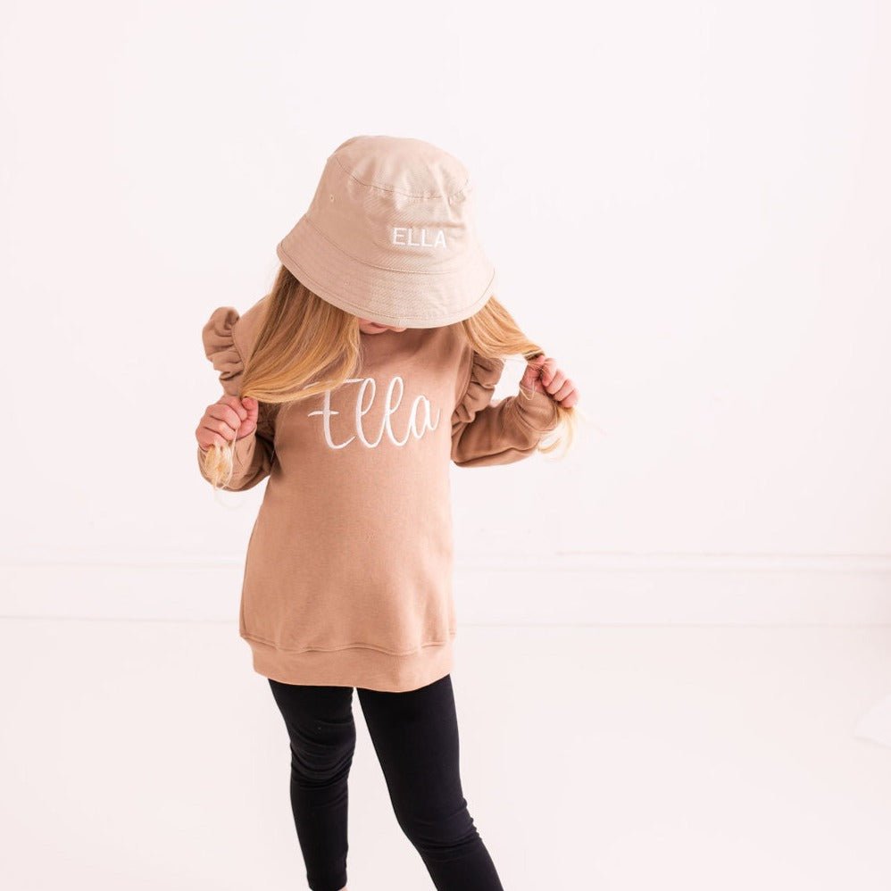 Taupe Embroidered Frill Sweater - Amber and Noah