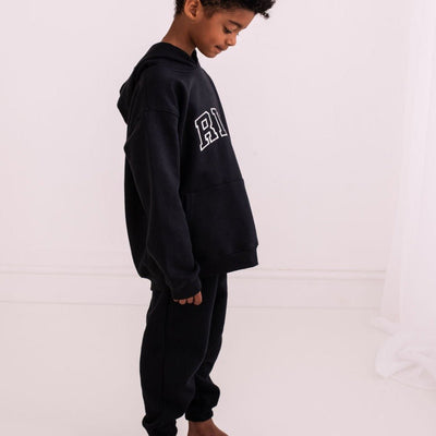 Unisex Black Embroidered Hooded Tracksuit - Amber and Noah
